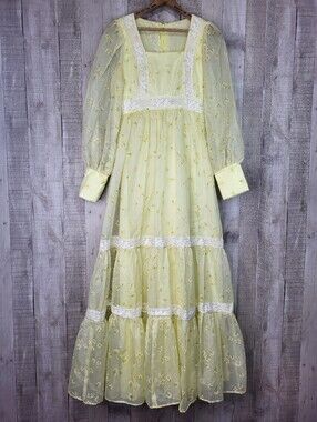 Vintage Yellow Floral Dress